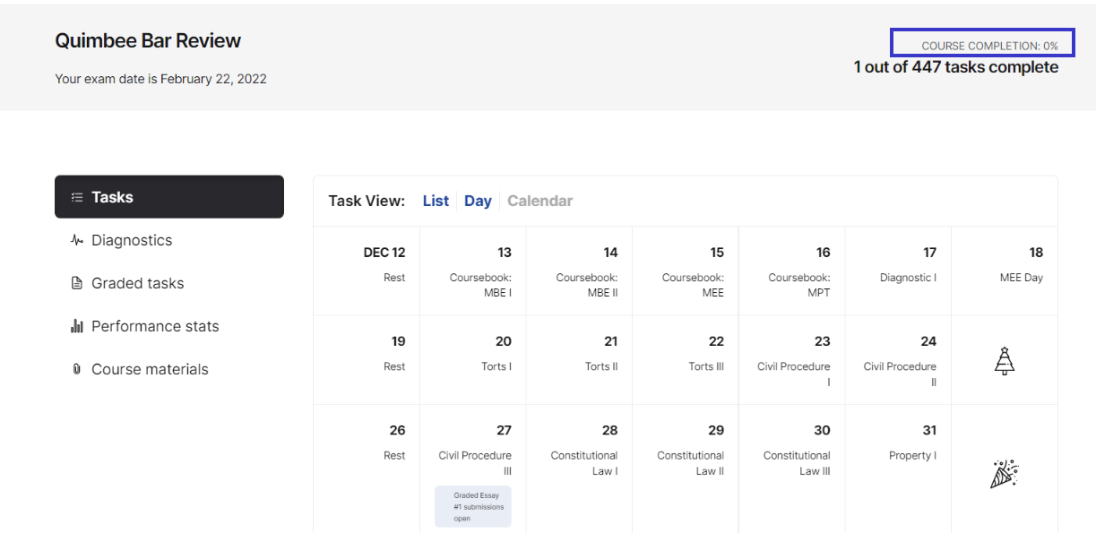 How Do I View My Quimbee Bar Review Or Quimbee Bar Review+ Course Progress?